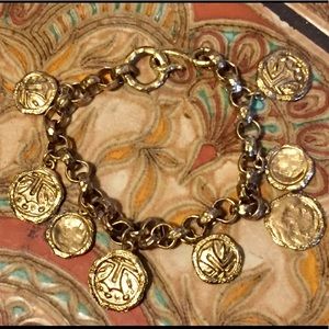 Halloween Costume Gold Tone Coin Bracelet
